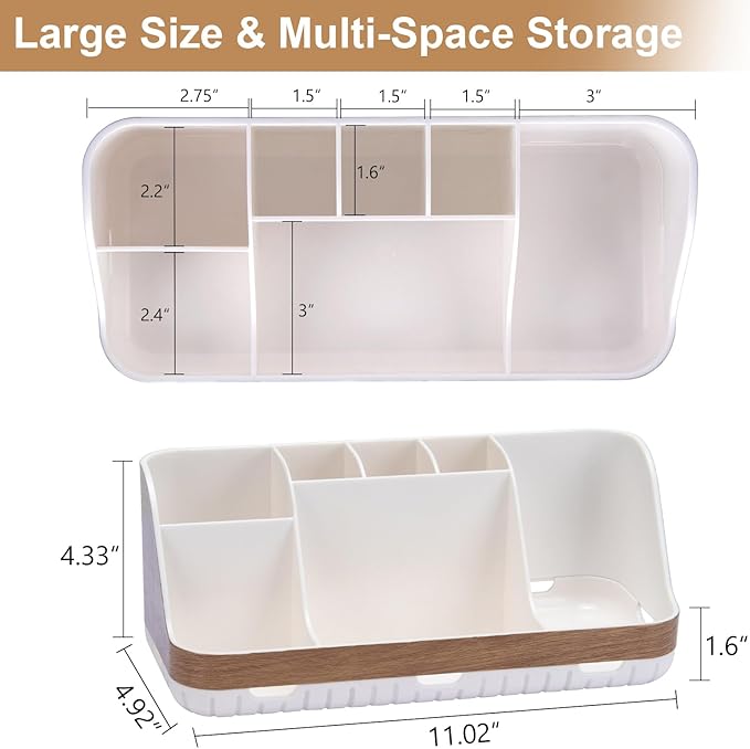 GFWARE Bathroom Countertop Organizer - Detachable 7 Slots Kids Electric Toothbrush and Toothpaste Holde Drainage for Bathroom