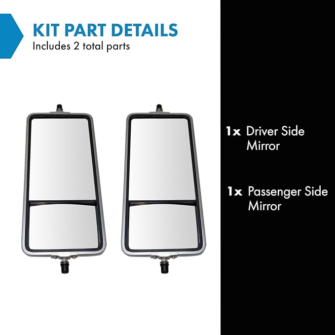 TRQ Driver and Passenger Side Mirror Assembly Set Manual Paint to Match Compatible with 00–17 Ford F-650 60–79 Chevrolet C60 