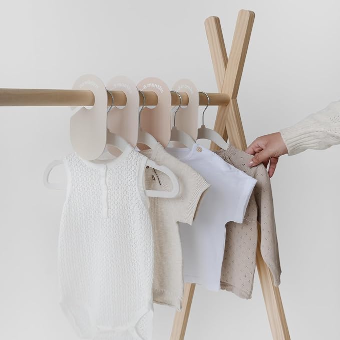 3 Sprouts Baby Closet Organizer Set - 15 Nursery Hangers with 8 Size Dividers, Closet Dividers for Baby Clothes and Clothes O