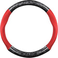 Ergocar Car Steering Wheel Sleeve, Round Forged Carbon Fiber and Leather Material Steering Wheel Sleeve, 37-38cm/14.5-15inch, Non-Slip, Soft, Breathable, Sports Style