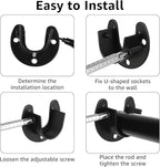 RHBLME 10PCS Stainless Steel Closet Rod Brackets Black, 1-1/4 Inch Diameter U-Shaped Closet Rod Holders, Heavy Duty Closet Ro