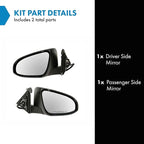 TRQ 2 Piece Driver and Passenger Side Mirror Assembly Set Electric Adjustment Non-Heated No Memory Black Compatible with 2012