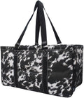 NGIL Extra Large Utility Tote Reusable Grocery Bag Oversized Collapsible for Groceries, Storage, Picnic, Beach (Cow Fur Texture-Black)
