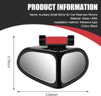 2 PCS Car Blind Spot Mirror, 360 Degree Adjustable Wide Angle Mirror, Double-sided Large Field HD Glass Auxiliary for Free Reversing, Self-adhesive Waterproof Specular Accessories (Black)