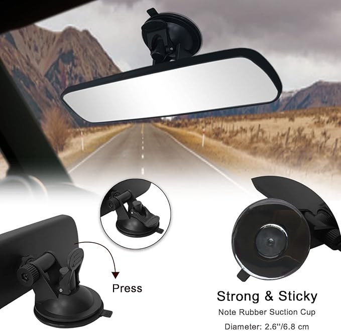 Rear View Mirror,LECAMEBOR Universal Thickened Anti-glare HD Car Interior Rear View Mirror-(With Adjustable Suction Cup)