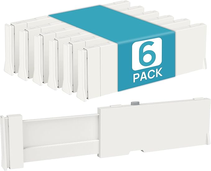 Vtopmart 6 Pack Drawer Dividers for Clothes, 4" High 11.3"-17" Adjustable Expandable Dresser Drawer Organizer, Plastic Drawer