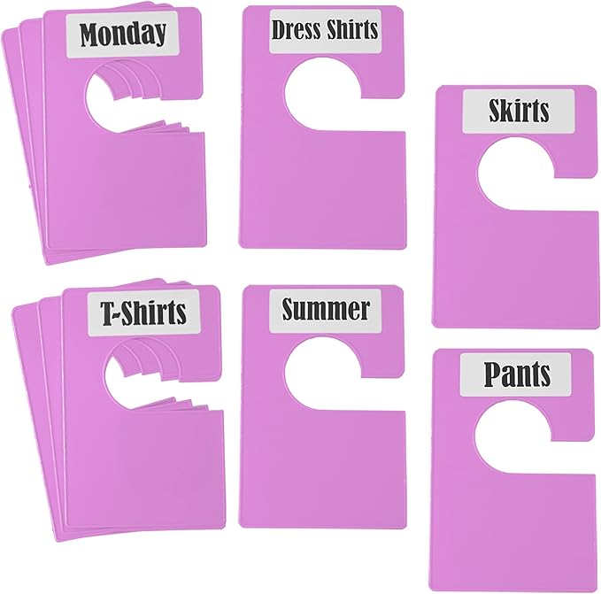 10 Pack White Clothing Rack Size Dividers Plus 45 Labels (1 Inch) and 18 Large Blank Labels, Large Rectangular Clothing Close