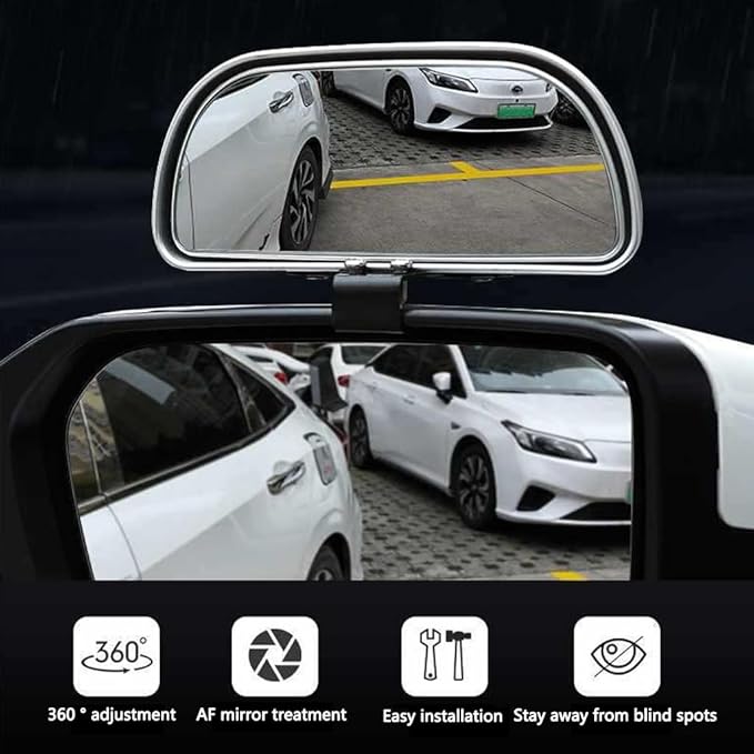 2PCS Large 5.7" Adjustable Mounted Blind Spot Mirror Fix with Screws to Prevent Falling, HD Glass Wide Angle Side Rearview Mirror Universal Vehicle Mounted Mirrors (2)