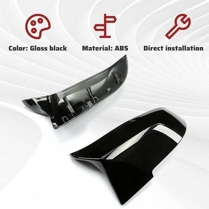ECOTRIC Door Mirror Caps Side Mirror Covers Compatible with BMW F20 F21 F23 F30 F31 F32 F33 F34 F36 F87 X1 E84 Glossy Black Rearview Replacement for 51167292745 51167292746 51162222543 51162222544