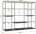 MOGELAFOO 64.5" Closet Wardrobe, Portable Closet for Bedroom, Freestanding Clothes Rack with Non-Woven Fabric Cover, 5 Hangin