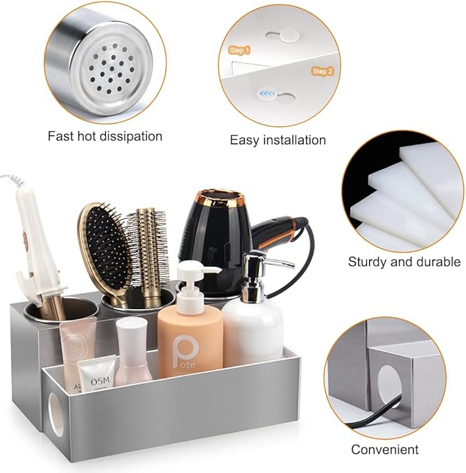GFWARE Hair Tool Organizer - Bathroom Vanity Organizers and Storage, Hair Styling Accessories Hot Tools Organizer Hair Dryer,