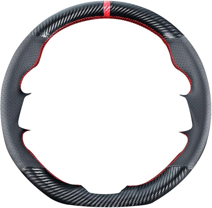 DIY Stitching Carbon Fiber Steering Wheel Cover for Subaru WRX STI and Levorg 2015 2016 2017 2018 2019 / STI S209 2019 15 inches Leather Interior Accessories