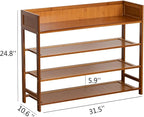 Bamboo Shoe Rack Organizer, 4 Tier Shoe Shelf Storage Organizer, for Entryway, Hallway, and Closet (Brown-31.5)