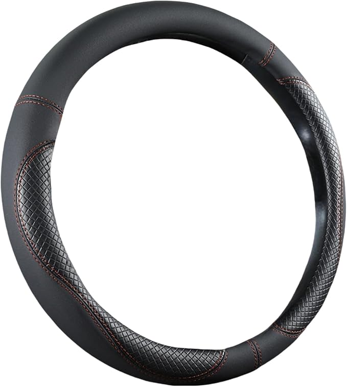 Moyishi Top Leather Steering Wheel Cover Universal Fit Soft Breathable Steering Wheel Wrap (Orange2)