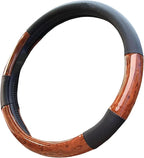 Moyishi Top Leather Steering Wheel Cover Universal Fit Soft Breathable Steering Wheel Wrap (Wood 1)