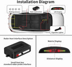 EKYLIN Wireless Car Parking Sensor, Reverse Radar System with 4 Parking Sensors, Wireless LED Distance Display with Sound Warning + 4 Silver Color Car Reverse Parking Sensors for Cars Vans RV Trailer