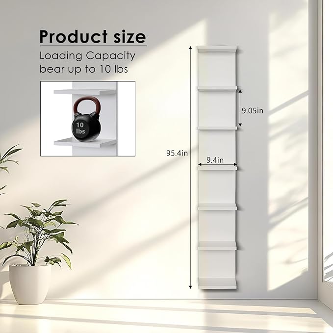7 Tier Wall Shelves with RGB Light, Lack Wall Shelf Unit, Vertical Shelf with Remonte Control,White Shelves