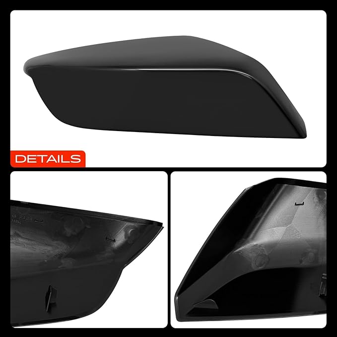 A-Premium Passenger Side Rearview Mirror Cover Cap - Compatible with Chevy Chevrolet Malibu 2016 2017 2018 2019 2020 2021 2022 2023 2024 2025 - Smooth Black