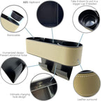 Cup Holder for Car Seat Gap Organizer, Multifunctional Cup Drink Holders with PU Leather Cover,Side Insert Center Console Gap Filler Storage Box for Mug Bottle CellPhones Keys Coffee Coasters