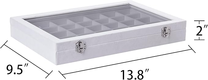 Frebeauty Velvet Jewelry Tray,35 Grid Jewelry Organizer with Clear Lid,Earring Holder Organizer Case with Clasp,Drawer Insert