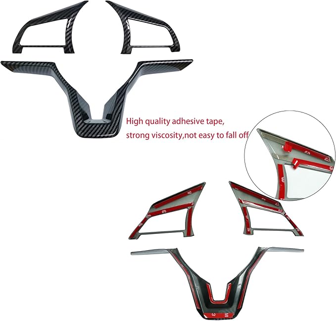 Carbon Fiber Steering Wheel Interior Decoration Cover Trim Accessories for Nissan Altima(2019-2024),for Sentra/Versa(2020-2024),for Leaf/Kicks(2018-2024),for Rogue(2017-2020),for Rogue Sport