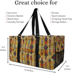 NGIL Extra Large Utility Tote Reusable Grocery Bag Oversized Collapsible for Groceries, Storage, Picnic, Beach (Boho Tribal-black)