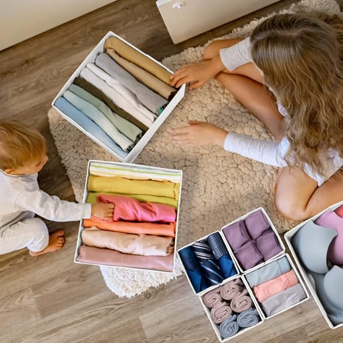 Criusia Drawer Organizer Clothes, 24 Pack Dresser Organizer Bins for Nursery Bedroom, Closet Organization and Storage Divider