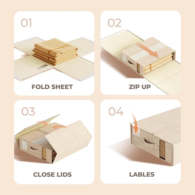 8Pack Sheet Organizers for Linen Closet - King/Queen Size Bedding Storage Boxes with Clear Window | Foldable, Dustproof Linen