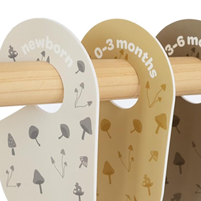 3 Sprouts Baby Closet Dividers 8-Piece Set Newborn to 2T - Double-Sided Organizer for Nursery Clothing Storage - Mushroom
