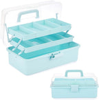 BTSKY 3-Layer Plastic Dividing Storage Box Craft Organizer and Storage with Adjustable Spacers Portable Handled Art Supply Or