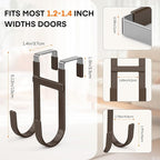 FYY Over The Door Hooks - 4 Pack Heavy Duty Dual-Hook Organizer Hanger with Non-Slip Rubber for Towels, Clothes, Hats & Bags 