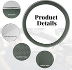 Yourkar Leather Steering Wheel Cover, Breathable Anti-Slip Car Steering Wheel Protector for Max Diameter 15 Inch, Universal A
