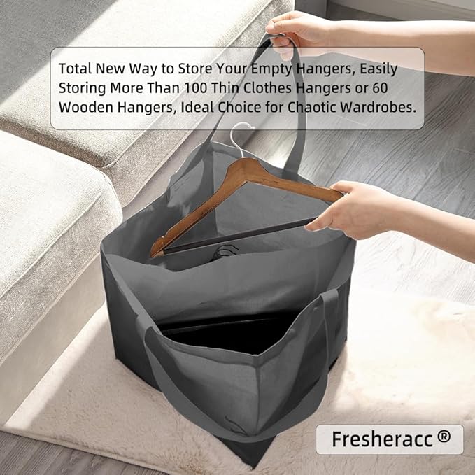 Clothes Hanger Organizer Holder for Space Saving, Fresheracc Hanger Triangle Storage Bag with Handles for Closet Tidier Laund