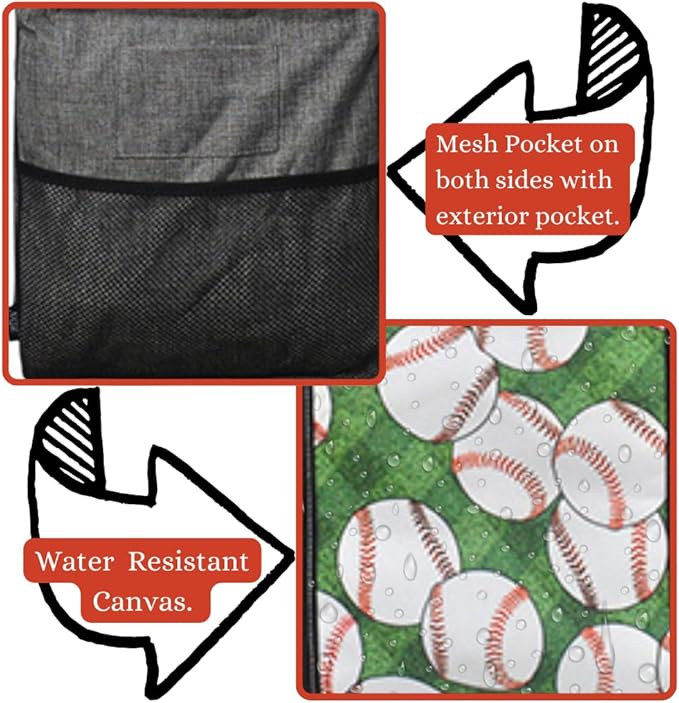 NGIL Extra Large Utility Tote Reusable Grocery Bag Oversized Collapsible for Groceries, Storage, Picnic, Beach (Baseball Field- Black)