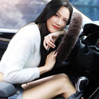Soft Fluffy Sheepskin Car Steering Wheel Cover for Universal Auto Vehicle Women Man 14 1/2 inch-15 1/2inch Fuzzy Accessories 