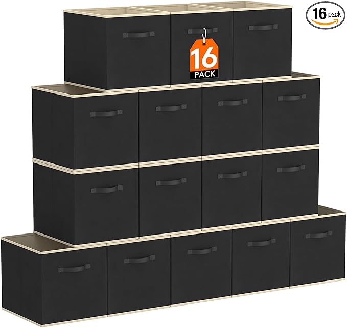Lifewit Storage Cubes, Foldable Decorative Fabric Storage Baskets for Organizing Home Organizers with Handles for Shelves, Cl