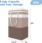 BlissTotes 3-Pack Laundry Basket, Freestanding＆Waterproof Laundry Hamper, Collapsible Tall Clothes Hamper with Easy Carry Han
