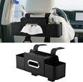 4-in-1 Back Seat Car Organizer with Extra Large Capacity, 2 Cup Holders, Tissue Box Dispenser & Storage Hook for Phone, Snacks, Toys(Black)