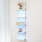 5 Tier Wall Shelf Unit, RGB Lack Shelf, Vanity Shelves with Light,White Shelves for Room,Office,Bathroom,Remote Control