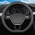 D-Shaped Steering Wheel Cover for Volkswagen VW Atlas Tiguan Jetta ID.4 Passat Taos Golf Beetle Polo GTI Touareg CC SEL SE R-line S Cross Sport Car Accessories, 14.5-15 inch Black