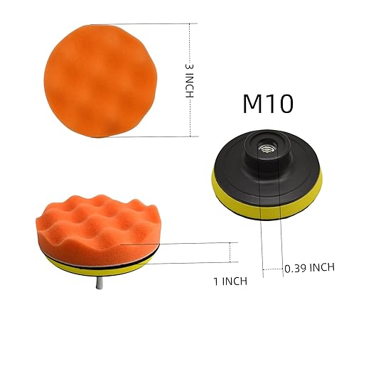 12Pcs 3inch Foam Buffing Polishing Pads Kit, with Coral Fleece Pad, Backing Plate, M10 Drill Adapter, Car Buffing Kit for Car Polishing, Waxing, Sealing Glaze (12Pcs-3inch)