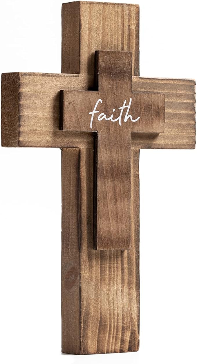 OKSQW Wall Wooden Cross Christians Cross Spiritual Religious Gifts With Hook On Hanging Wall Or Table With Faith For Church H