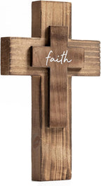 OKSQW Wall Wooden Cross Christians Cross Spiritual Religious Gifts With Hook On Hanging Wall Or Table With Faith For Church H