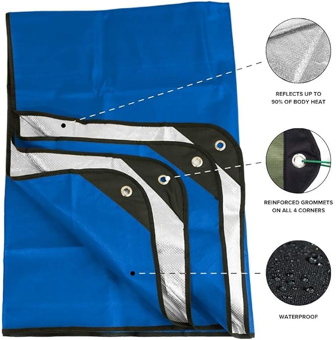 Arcturus All-Weather Outdoor Survival Blanket, Thermal Emergency Blanket, Reflective Heat Tarp with Grommets, Lightweight for