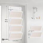homyfort hanging wall file organizer, Over the door file folder organizer with 4 Large Bamboo Pockets, Suitable for Home, Off