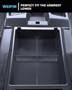 For 2PCS Center Console Tray&Dividers Compatible with 2019-2026 Chevy Silverado 1500& 2020-2026 Silverado 2500HD 3500HD (Split-Bench Folding Seat) Armrest Storage Box Console Organizer ABS Materials