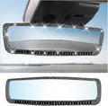 AUCELI Car Rear View Mirror, Bling Rhinestone Interior Rear View Mirror with HD Glass, Wide Angle Clip-On Rearview Mirror with Glitter Crystal Diamond, Car Decoration Accessories for Women (Black)