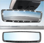 AUCELI Car Rear View Mirror, Bling Rhinestone Interior Rear View Mirror with HD Glass, Wide Angle Clip-On Rearview Mirror with Glitter Crystal Diamond, Car Decoration Accessories for Women (Black)
