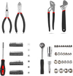 TLGREEN 95 Piece Tool Set, Tool Kit, Mechanics Tool Set, Portable Toolbox with Adjustable Wrench Pliers Socket Bits, with Pla