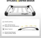 BougeRV Anti-Rust Aluminum Roof Basket 47''x40''x8'' Lightweight Universal Rooftop Cargo Carrier Roof Rack Cargo Basket with Wind Fairing, Roof Rack for SUV Pick Up Truck,150LBS Load Capacity, Silver